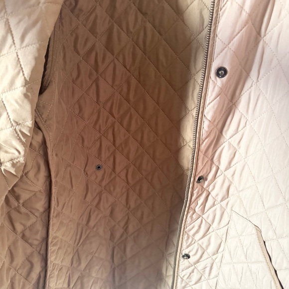 Lands' End Tan Quilted Jacket Corduroy Collar Snap Front XL - Picture 9 of 14